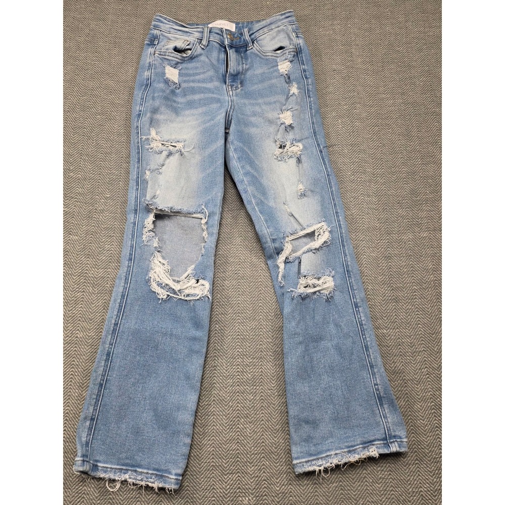 VERVET BLUE Women Distressed Flare Jeans‎ Light Wash Size 24 Ripped Frayed
